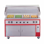 Thumbnail image #1 for Piper Products/Servolift Eastern Reflections R6-HF Mobile Electric Hot Food Serving Counter, 6 Sealed Wells, Stainless Steel Top, 96 x 30 x 36 in
