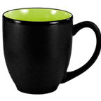 Thumbnail image #1 for International Tableware Hilo 81376-2902/05MF-05C 15 oz Stoneware Bistro Cup with Handle, Black Matte Exterior/Rye Green Interior 1 Dozen