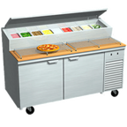 Thumbnail image #1 for La Rosa Refrigeration 2067-PTB Refrigerated Pizza Prep Table, 2-Section, 2 Doors, 67 in, Self-Contained, 8-Pan Rail