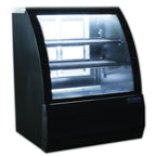 Thumbnail image #1 for Ojeda USA RDCH 3 Refrigerated Deli Case, Curved Glass Front, Sliding Rear Doors, 2 Adjustable Shelves, Black Exterior