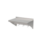 Thumbnail image #1 for ATSMFG MET MET-WSP-1524 ATS MFG Wall-Mounted Stainless Steel Shelf with Pot Rack, 24"W x 15"D, 18 Gauge, 5 Double Pot Hooks