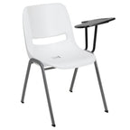 Thumbnail image #1 for Flash Furniture Hercules RUT-EO1-WH-LTAB-GG Ergonomic Shell Chair with Left-Handed Flip-Up Tablet Arm, Plastic Seat and Back, White