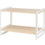 Thumbnail image #1 for Cal-Mil Blonde 22356-2-15 2-Tier Display Riser, White Metal Frame with Maple Wood, 22" x 13-1/4" x 14-1/2"
