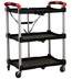 Thumbnail image #5 for Omcan Small Folding Dining Cart, 3-Shelf Polypropylene Bus Cart, Black