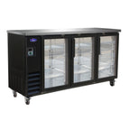 Thumbnail image #1 for Valpro Commercial Refrigeration VP Series VP72G Three-Section Refrigerated Back Bar Cooler, 73"W, 3 Glass Doors, Stainless Steel Top