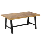 Thumbnail image #1 for Flash Furniture TT-TT01122-1A-NAT-GG Rectangular Patio Table, 67"W x 39-1/2"D x 29-1/2"H, Slatted Acacia Wood Top, Steel Base