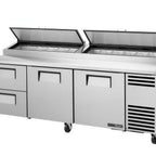 Thumbnail image #1 for True General Foodservice TPP-AT2-93D-2-HC~HGTP 93-Inch Pizza Prep Table with 2 Doors, 2 Drawers and 33–41°F Pan Rail