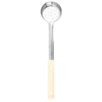 Thumbnail image #1 for TableCraft Products 7703 3 oz Perforated Stainless Steel Portion Control Serving Spoon with Beige Plastic Handle Case of 12