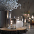 Thumbnail image #3 for Sterno 80516 Cylinder Glass Votive Candle Holder, Clear with Ombre Gold Finish, 3"H