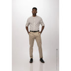 Thumbnail image #1 for Chef Works Verismo SFB02-NAT-XL Men's Chef Dress Shirt, Natural Thin-Stripe, 62/38 Cotton/Poly, Roll-Up Sleeves, XL