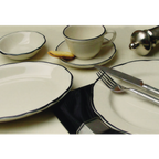 Thumbnail image #2 for International Tableware Sydney SY-115 Ceramic Pasta Bowl, 26 oz, 11-1/4 in Round, Scalloped Edge, White with Black Band 1 Dozen