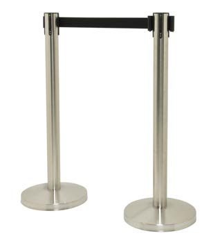 Product image #2 for Securit Portable Stainless Steel Barrier Post and Base System with 7-Foot Retractable Black Tape