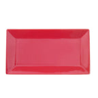 Thumbnail image #1 for CAC China Color Arts KC-14-R Rectangular Ceramic Platter, 13 x 7-1/4 x 1 in, Red 1 Dozen
