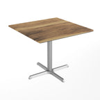 Thumbnail image #2 for Flash Furniture ST-SQ36-NAT-T3030S-GG Square Outdoor Restaurant Table, 36" x 36", Natural HPL Laminate Top, Silver Cast Iron X-Base