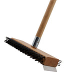 Thumbnail image #1 for AllPoints Foodservice Parts & Supplies 1421394 Broiler/Grill Brush, 30-Inch Wood Handle, Dual Steel Bristles and Scraper