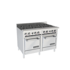 Thumbnail image #1 for Venancio USA Elite Series R482ST-48B 48-Inch Gas Commercial Range, 8 Open Burners, 2 Standard Ovens, Stainless Steel Front & Sides