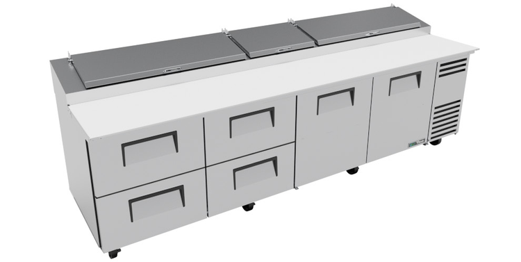 Product image #10 for True 119-1/4-Inch Pizza Prep Table with 2 Doors, 4 Drawers, Alternate Top, and R290 Refrigeration