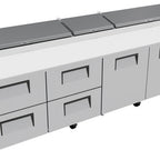 Thumbnail image #10 for True Mfg. - General Foodservice TPP-AT-119D-4-HC 119-1/4-Inch Pizza Prep Table with 2 Doors, 4 Drawers, 33°-41°F