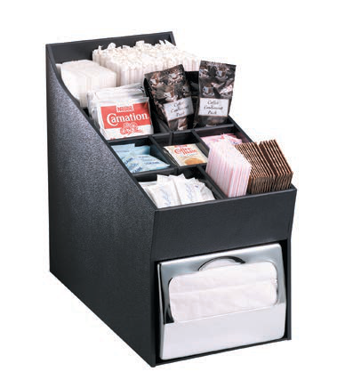 Product image #5 for Black Polystyrene Countertop Condiment, Straw & Napkin Organizer with Full-Fold Napkin Dispenser