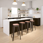 Thumbnail image #2 for Flash Furniture 4-ET-31320W-30-GN-R-GG Backless Stackable Bar Stool, Metal Gray Frame, Wood Seat, 30"H