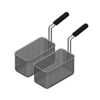 Thumbnail image #1 for Arcobaleno Pasta Equipment APCB7SET2 Pasta Cooker Basket Set, 2-Piece, Size #7, Perforated Stainless Steel, Industrial Handle