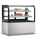 Thumbnail image #2 for USR Brands Marchia MB48 Refrigerated Bakery Display Case, Stainless Steel, Curved Glass Front, Self-Contained, 2 Adjustable Glass Shelves