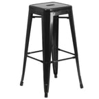 Thumbnail image #1 for Flash Furniture CH-31320-30-BK-GG Backless Black Galvanized Steel Bar Stool with Drain Hole and Footrest