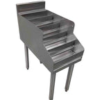 Thumbnail image #1 for NBR Equipment NLD-1224 Freestanding Underbar Liquor Bottle Display, 5 Steps, 304 Stainless Steel, 12"W x 24"D x 32-1/2"H
