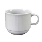 Thumbnail image #1 for Vertex China Crystal Bay CB-1S 8 oz Porcelain Coffee Cup with Handle, Stackable, Embossed Case of 3 Dozen
