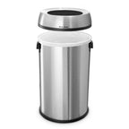 Thumbnail image #2 for Alpine Industries ALP470-65L 17 Gallon Brushed Stainless Steel Round Trash Can, Open Top, Lift-Off Lid
