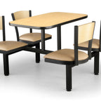 Thumbnail image #1 for JustChair Manufacturing CLUS-IS-4S-WB Rectangular Island Cluster Table, 24 x 42 in, 4 Padded Swivel Seats, Black Laminate Top