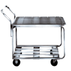 Thumbnail image #1 for Winholt Equipment 9000-STK4 Steel Stocking & Marketing Cart, 18 x 44 in, Wire Mesh Top Shelf, Tubular Bottom Shelf, 400 lb, Rubber Casters
