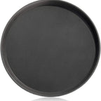 Thumbnail image #1 for New Star Foodservice Inc. 24913 11-Inch Round Black Non-Slip Plastic Serving Tray Case of 12