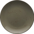 Thumbnail image #1 for International Tableware Splash™ SH-16-GS 10-1/2-Inch Round Fully Vitrified Stoneware Plate, Green Smoke, Dark Brown Trim 1 Dozen