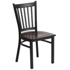 Thumbnail image #1 for Flash Furniture Hercules XU-DG-6Q2B-VRT-WALW-GG Restaurant Chair, Metal Vertical Slat Back, Walnut Plywood Seat, Black Frame