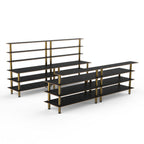 Thumbnail image #1 for Steelite International Mogogo, Modular MGCMLC11MBXF Modular Double Buffet Bar, 142"W, Nero Marquina Marble Laminate Top, Brushed Brass Legs