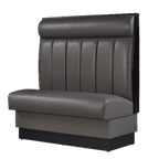 Thumbnail image #1 for ATSMFG ATS AT&S-QAS-W48-6CHHR-GRY Single Restaurant Booth, Gray Upholstery, 6-Channel Headroll, Dark Walnut Wood Top & End Caps
