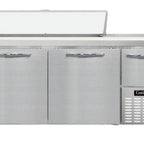 Thumbnail image #1 for Continental Refrigerator RA68N12 68-Inch 3-Door Refrigerated Sandwich Prep Table, 12-Pan Top, Stainless Steel, Side-Mounted Refrigeration