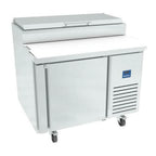 Thumbnail image #1 for Infrico USA IRT-MR41EN Refrigerated Pizza Prep Table, 1 Section, 1 Door, Stainless Steel, Side-Mounted Self-Contained Refrigeration