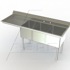 Thumbnail image #1 for AERO Manufacturing MF3-2020-36L 3-Compartment Stainless Steel Sink, 16 Gauge, (3) 20 x 20 x 14 in Compartments, Left Drainboard