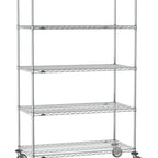 Thumbnail image #1 for Metro Super Erecta SE-3672C-80-M5 Mobile Chrome Wire Shelving Starter Unit, 72"W x 36"D x 80"H, 5 Shelves