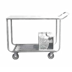 Thumbnail image #1 for SPG International Kelmax 4G0160 Produce Stock Cart, 2 Shelves, Open Base, Curved Front, Galvanized Construction, Solid Top Shelf