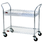 Thumbnail image #1 for Eagle Group QuadTruss WBC1836C-1B1W Wire Basket Utility Cart, 40"H, 2 Shelves, 2 Push Handles