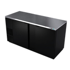 Thumbnail image #1 for Asber ABBC 68 Back Bar Cooler, 69-1/2"W x 28-1/4"D x 36-3/8"H, 2 Solid Swing Doors, Stainless Steel Top, Black Exterior