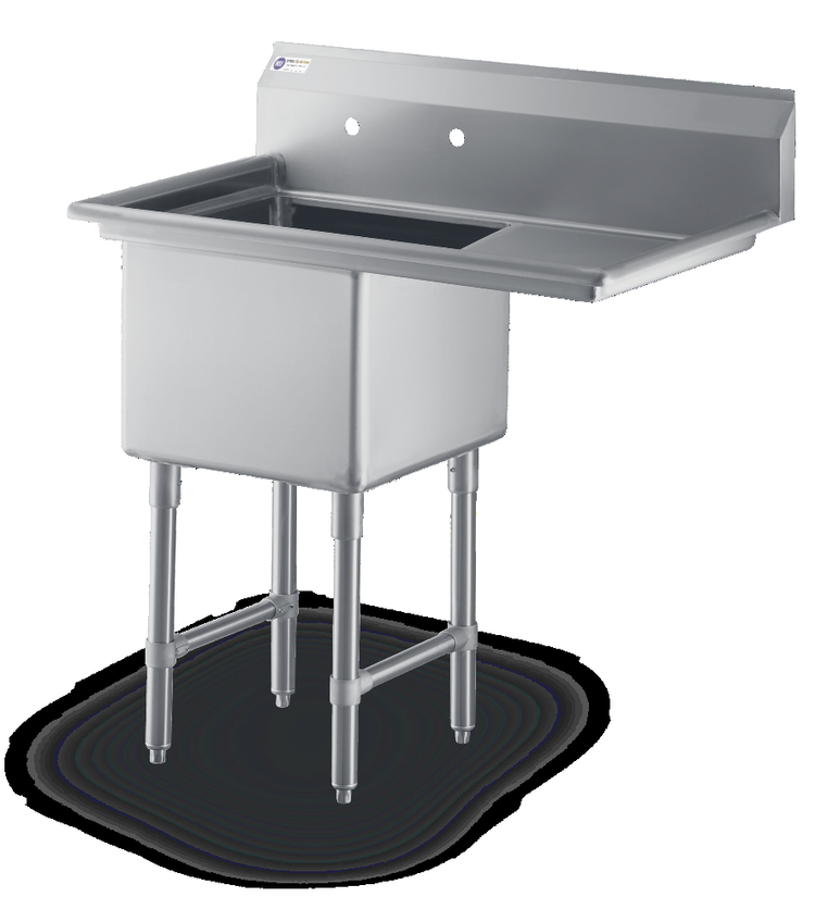 Product image #4 for Steel Works Stainless 1-Compartment Sink with 24-Inch Right Drainboard, 16 x 20 x 12-Inch Bowl, 18-Gauge 304 Stainless Steel