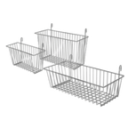 Thumbnail image #1 for 1880 Hospitality Focus Foodservice FWMBSKT1357CH Grid-Mount Wire Storage Basket, 13.5"W x 5"D x 7"H, Chromate Case of 24