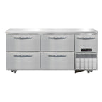 Thumbnail image #1 for Continental Refrigerator RA68SN-U-D 68-Inch Undercounter Shallow-Depth Refrigerated Base, 4 Drawers & Half-Height Solid Door, Stainless Steel