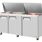 Thumbnail image #1 for Refrigeration X XST-72-30-N Three-Section Sandwich/Salad Mega Top Refrigerator, 3 Solid Doors, 30-Pan Capacity, 72-3/4"W