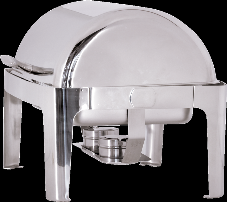 Product image #5 for Omcan USA 9.5 Quart Rectangular Stainless Steel Chafing Dish with Roll Top Cover