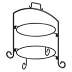 Thumbnail image #1 for International Tableware Buffet WR-122 2-Tier Round Plate Stand, 12" Diameter, Black Wire Iron, with Handle
